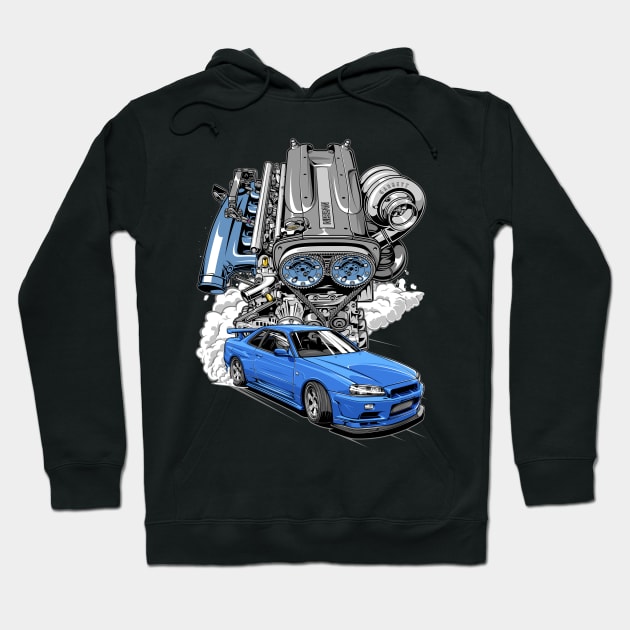 RB26 Turbo Skyline R34 Hoodie by racingfactory